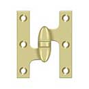 Deltana [OK3025B3UNL-L] Solid Brass Door Olive Knuckle Hinge - Left Handed - Polished Brass (Unlacquered) Finish - Pair - 3" H x 2 1/2" W