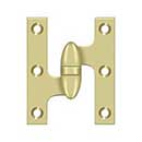 Deltana [OK3025B3UNL-L] Solid Brass Door Olive Knuckle Hinge - Left Handed - Polished Brass (Unlacquered) Finish - 3&quot; H x 2 1/2&quot; W