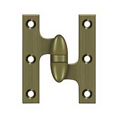 Deltana [OK3025B5-R] Solid Brass Door Olive Knuckle Hinge - Right Handed - Antique Brass Finish - Pair - 3&quot; H x 2 1/2&quot; W