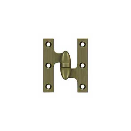 Deltana [OK3025B5-R] Solid Brass Door Olive Knuckle Hinge - Right Handed - Antique Brass Finish - 3&quot; H x 2 1/2&quot; W