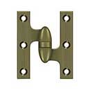 Deltana [OK3025B5-R] Solid Brass Door Olive Knuckle Hinge - Right Handed - Antique Brass Finish - Pair - 3&quot; H x 2 1/2&quot; W