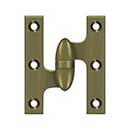 Deltana [OK3025B5-L] Solid Brass Door Olive Knuckle Hinge - Left Handed - Antique Brass Finish - Pair - 3" H x 2 1/2" W