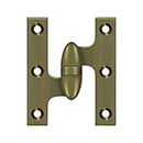 Deltana [OK3025B5-L] Solid Brass Door Olive Knuckle Hinge - Left Handed - Antique Brass Finish - 3&quot; H x 2 1/2&quot; W