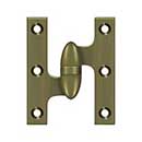 Deltana [OK3025B5-L] Solid Brass Door Olive Knuckle Hinge - Left Handed - Antique Brass Finish - 3&quot; H x 2 1/2&quot; W