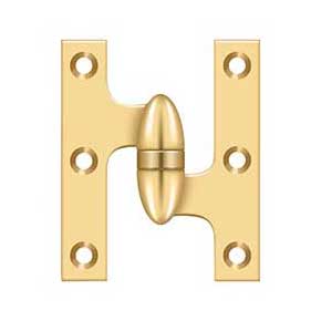 Deltana [OK3025BCR003-R] Solid Brass Door Olive Knuckle Hinge - Right Handed - Polished Brass (PVD) Finish - Pair - 3" H x 2 1/2" W
