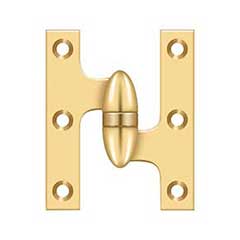 Deltana [OK3025BCR003-R] Solid Brass Door Olive Knuckle Hinge - Right Handed - Polished Brass (PVD) Finish - Pair - 3&quot; H x 2 1/2&quot; W