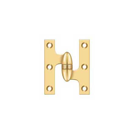 Deltana [OK3025BCR003-R] Solid Brass Door Olive Knuckle Hinge - Right Handed - Polished Brass (PVD) Finish - Pair - 3&quot; H x 2 1/2&quot; W