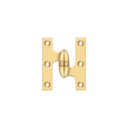 Deltana [OK3025BCR003-R] Solid Brass Door Olive Knuckle Hinge - Right Handed - Polished Brass (PVD) Finish - 3&quot; H x 2 1/2&quot; W