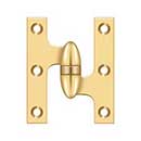 Deltana [OK3025BCR003-R] Solid Brass Door Olive Knuckle Hinge - Right Handed - Polished Brass (PVD) Finish - 3&quot; H x 2 1/2&quot; W