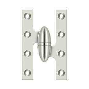 Deltana [OK5032B14-R] Solid Brass Door Olive Knuckle Hinge - Right Handed - Polished Nickel Finish - Pair - 5" H x 3 1/4" W