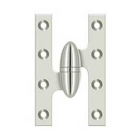 Deltana [OK5032B14-L] Solid Brass Door Olive Knuckle Hinge - Left Handed - Polished Nickel Finish - Pair - 5" H x 3 1/4" W