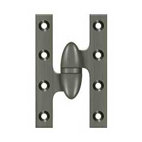 Deltana [OK5032B15A-L] Solid Brass Door Olive Knuckle Hinge - Left Handed - Antique Nickel Finish - Pair - 5" H x 3 1/4" W