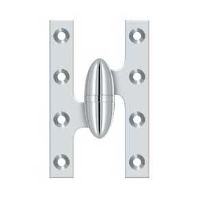 Deltana [OK5032B26-L] Solid Brass Door Olive Knuckle Hinge - Left Handed - Polished Chrome Finish - Pair - 5" H x 3 1/4" W