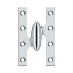 Deltana [OK5032B26-L] Solid Brass Door Olive Knuckle Hinge - Left Handed - Polished Chrome Finish - 5&quot; H x 3 1/4&quot; W