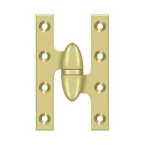 Deltana [OK5032B3-R] Solid Brass Door Olive Knuckle Hinge - Right Handed - Polished Brass Finish - Pair - 5" H x 3 1/4" W