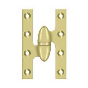 Deltana [OK5032B3-L] Solid Brass Door Olive Knuckle Hinge - Left Handed - Polished Brass Finish - Pair - 5" H x 3 1/4" W