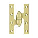 Deltana [OK5032B3-L] Solid Brass Door Olive Knuckle Hinge - Left Handed - Polished Brass Finish - Pair - 5&quot; H x 3 1/4&quot; W
