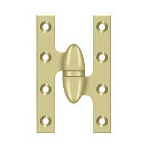 Deltana [OK5032B3UNL-R] Solid Brass Door Olive Knuckle Hinge - Right Handed - Polished Brass (Unlacquered) Finish - Pair - 5" H x 3 1/4" W
