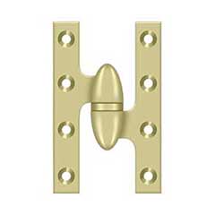 Deltana [OK5032B3UNL-R] Solid Brass Door Olive Knuckle Hinge - Right Handed - Polished Brass (Unlacquered) Finish - 5&quot; H x 3 1/4&quot; W