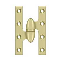 Deltana [OK5032B3UNL-L] Solid Brass Door Olive Knuckle Hinge - Left Handed - Polished Brass (Unlacquered) Finish - 5&quot; H x 3 1/4&quot; W