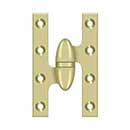 Deltana [OK5032B3UNL-L] Solid Brass Door Olive Knuckle Hinge - Left Handed - Polished Brass (Unlacquered) Finish - Pair - 5&quot; H x 3 1/4&quot; W