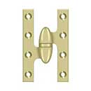 Deltana [OK5032B3UNL-L] Solid Brass Door Olive Knuckle Hinge - Left Handed - Polished Brass (Unlacquered) Finish - 5&quot; H x 3 1/4&quot; W