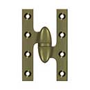Deltana [OK5032B5-R] Solid Brass Door Olive Knuckle Hinge - Right Handed - Antique Brass Finish - Pair - 5" H x 3 1/4" W