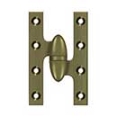 Deltana [OK5032B5-R] Solid Brass Door Olive Knuckle Hinge - Right Handed - Antique Brass Finish - 5&quot; H x 3 1/4&quot; W