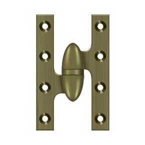 Deltana [OK5032B5-L] Solid Brass Door Olive Knuckle Hinge - Left Handed - Antique Brass Finish - Pair - 5" H x 3 1/4" W