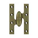 Deltana [OK5032B5-L] Solid Brass Door Olive Knuckle Hinge - Left Handed - Antique Brass Finish - Pair - 5&quot; H x 3 1/4&quot; W