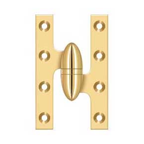 Deltana [OK5032BCR003-R] Solid Brass Door Olive Knuckle Hinge - Right Handed - Polished Brass (PVD) Finish - Pair - 5" H x 3 1/4" W