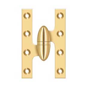 Deltana [OK5032BCR003-L] Solid Brass Door Olive Knuckle Hinge - Left Handed - Polished Brass (PVD) Finish - Pair - 5" H x 3 1/4" W