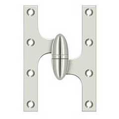 Deltana [OK6040B14-R] Solid Brass Door Olive Knuckle Hinge - Right Handed - Polished Nickel Finish - 6&quot; H x 4&quot; W