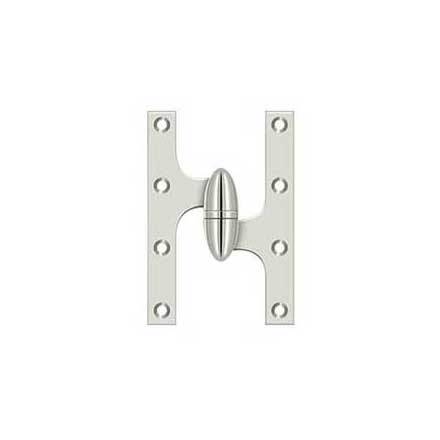 Deltana [OK6040B14-R] Solid Brass Door Olive Knuckle Hinge - Right Handed - Polished Nickel Finish - 6" H x 4" W