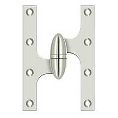 Deltana [OK6040B14-L] Solid Brass Door Olive Knuckle Hinge - Left Handed - Polished Nickel Finish - 6&quot; H x 4&quot; W