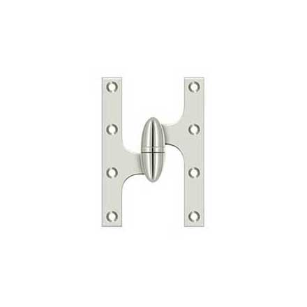 Deltana [OK6040B14-L] Solid Brass Door Olive Knuckle Hinge - Left Handed - Polished Nickel Finish - 6" H x 4" W