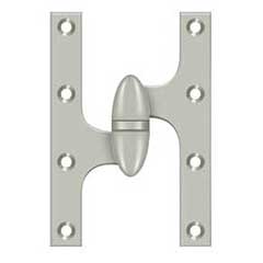 Deltana [OK6040B15-L] Solid Brass Door Olive Knuckle Hinge - Left Handed - Brushed Nickel Finish - Pair - 6&quot; H x 4&quot; W