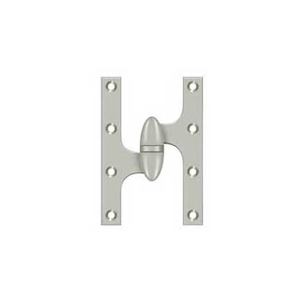 Deltana [OK6040B15-L] Solid Brass Door Olive Knuckle Hinge - Left Handed - Brushed Nickel Finish - Pair - 6&quot; H x 4&quot; W