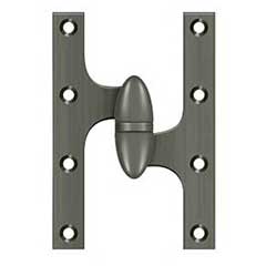 Deltana [OK6040B15A-R] Solid Brass Door Olive Knuckle Hinge - Right Handed - Antique Nickel Finish - 6&quot; H x 4&quot; W