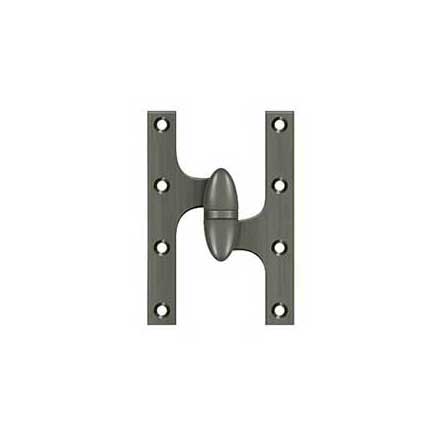 Deltana [OK6040B15A-R] Solid Brass Door Olive Knuckle Hinge - Right Handed - Antique Nickel Finish - 6&quot; H x 4&quot; W