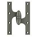 Deltana [OK6040B15A-R] Solid Brass Door Olive Knuckle Hinge - Right Handed - Antique Nickel Finish - Pair - 6&quot; H x 4&quot; W