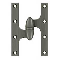 Deltana [OK6040B15A-L] Solid Brass Door Olive Knuckle Hinge - Left Handed - Antique Nickel Finish - 6&quot; H x 4&quot; W