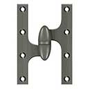 Deltana [OK6040B15A-L] Solid Brass Door Olive Knuckle Hinge - Left Handed - Antique Nickel Finish - Pair - 6&quot; H x 4&quot; W