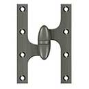 Deltana [OK6040B15A-L] Solid Brass Door Olive Knuckle Hinge - Left Handed - Antique Nickel Finish - 6" H x 4" W