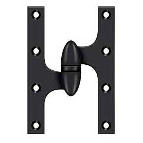 Deltana [OK6040B19-L] Solid Brass Door Olive Knuckle Hinge - Left Handed - Paint Black Finish - Pair - 6" H x 4" W