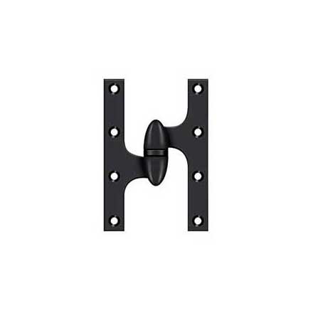 Deltana [OK6040B19-L] Solid Brass Door Olive Knuckle Hinge - Left Handed - Paint Black Finish - 6&quot; H x 4&quot; W