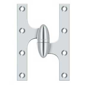 Deltana [OK6040B26-R] Solid Brass Door Olive Knuckle Hinge - Right Handed - Polished Chrome Finish - Pair - 6" H x 4" W