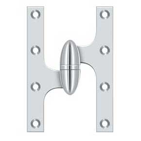 Deltana [OK6040B26-L] Solid Brass Door Olive Knuckle Hinge - Left Handed - Polished Chrome Finish - Pair - 6" H x 4" W