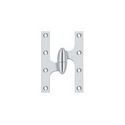 Deltana [OK6040B26-L] Solid Brass Door Olive Knuckle Hinge - Left Handed - Polished Chrome Finish - 6&quot; H x 4&quot; W