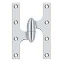 Deltana [OK6040B26-L] Solid Brass Door Olive Knuckle Hinge - Left Handed - Polished Chrome Finish - Pair - 6" H x 4" W